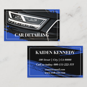 Koel Blauw Auto Service Detailfoto Sjabloon Visitekaartje