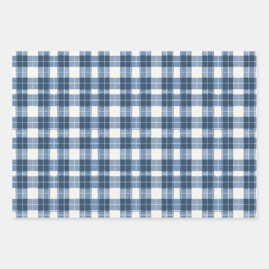 Koel blauw betegeld plaid patroon inpakpapier vel (Voorkant)