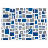 Koel Blauw en grijze kleuren Wonky Squares & Recht Groot Cadeauzakje (Achterkant)