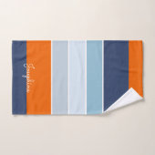 Koel blauw en oranje strepen, aangepaste naam bad handdoek (Handdoek)