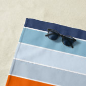 Koel blauw en oranje strepen, aangepaste naam strandlaken (In situ)