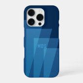 Koel Blauw Geometrisch Patroon Monogram iPhone Cas Hoesje (Achterkant)