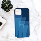 Koel Blauw Geometrisch Patroon Monogram iPhone Cas Hoesje
