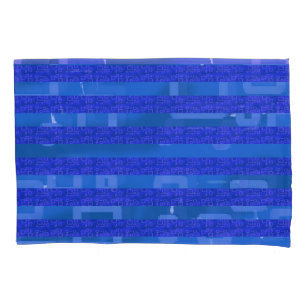 Koel Blauw Geometrische Strepen Kussensloop
