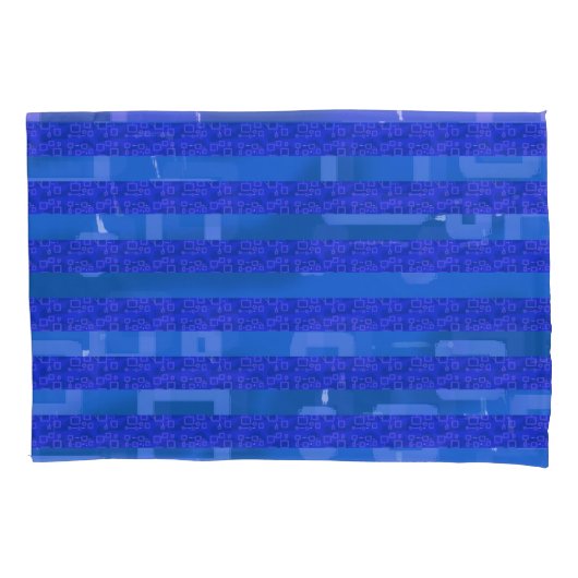 Koel Blauw Geometrische Strepen Kussensloop (Voorkant)