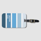 Koel Blauw Gestreepte Reis Bagagelabel (Voorkant (horizontaal))