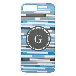 Koel blauw grijs zwart gestreept aangepast monogra Case-Mate iPhone case