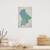 Koel Blauw & Jade Abstracte Muur Kunst Poster (Keuken)