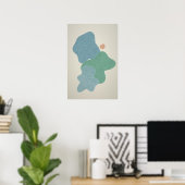 Koel Blauw & Jade Abstracte Muur Kunst Poster (Thuiskantoor)