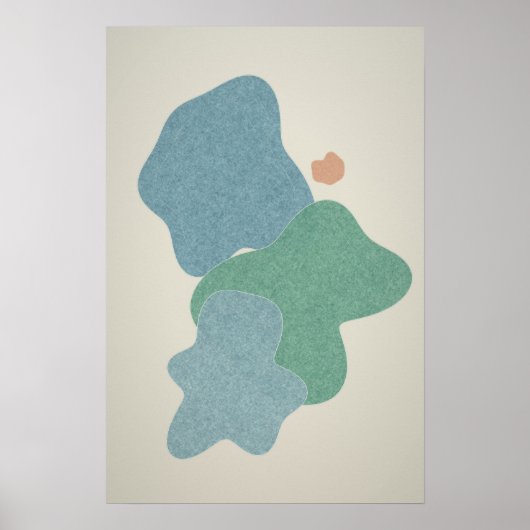 Koel Blauw & Jade Abstracte Muur Kunst Poster (Voorkant)