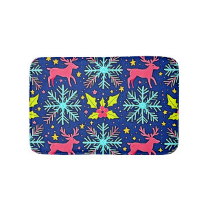 Koel Blauw Kerst Rendier Patroon Ontwerp Badmat