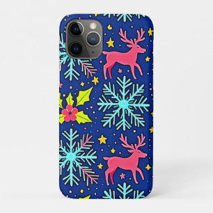 Koel Blauw Kerst Rendier Patroon Ontwerp Case-Mate iPhone Case