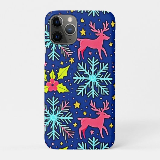 Koel Blauw Kerst Rendier Patroon Ontwerp Case-Mate iPhone Case (Achterkant)