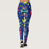 Koel Blauw Kerst Rendier Patroon Ontwerp Leggings (Achterkant)