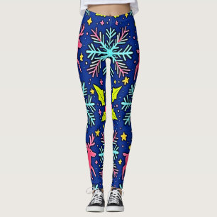 Koel Blauw Kerst Rendier Patroon Ontwerp Leggings