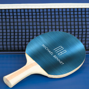 Koel Blauw Metallic Monogram Naam Tafeltennisbatje