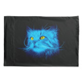 Koel Blauw Neon Kat Kunst - Glowend Dierendesign Kussensloop (Achterkant)