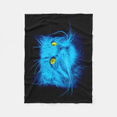 Koel Blauw Neonkat Kunst - Glowend Dierendesign Fleece Deken (Voorkant)
