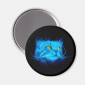 Koel Blauw Neonkat Kunst - Glowend Dierendesign Magneet (Voorkant / Achterkant)