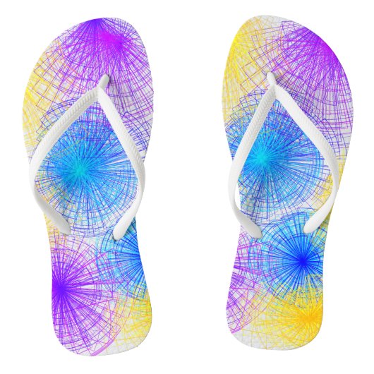 Koel Blauw Paarse Gele Spiralen Teenslippers (Voetbed)