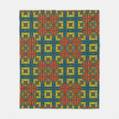 Koel Blauw Rood Geel Retro Geometrisch Etnisch Sta Fleece Deken (Voorkant)