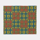 Koel Blauw Rood Geel Retro Geometrisch Etnisch Sta Fleece Deken (Voorkant (Horizontaal))