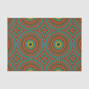 Koel Blauw Rood Geel Retro Geometrisch Etnisch Sta Tissuepapier