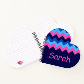 Koel Blauw Roze Chevron Monogram Hart Notitieboek (Binnen)