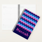 Koel Blauw Roze Chevron Monogram Kleine Planner (Display)