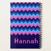 Koel Blauw Roze Chevron Monogram Kleine Planner (Achterkant)