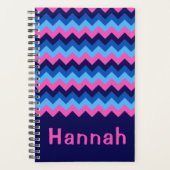 Koel Blauw Roze Chevron Monogram Kleine Planner (Voorkant)