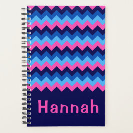 Koel Blauw Roze Chevron Monogram Kleine Planner