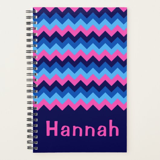 Koel Blauw Roze Chevron Monogram Kleine Planner (Voorkant)