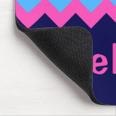 Koel Blauw Roze Chevron Monogram Muismat (Hoek)