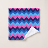 Koel Blauw Roze Chevron Patroon Bad Handdoek Set (Wasdoekje)