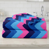 Koel Blauw Roze Chevron Patroon Bad Handdoek Set