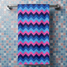 Koel Blauw Roze Chevron Patroon Badhanddoek