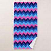 Koel Blauw Roze Chevron Patroon Badhanddoek (Badhanddoek)