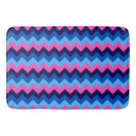 Koel Blauw Roze Chevron Patroon Grote Badmat