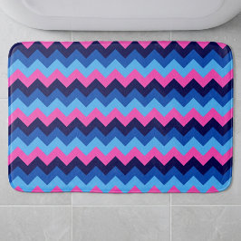 Koel Blauw Roze Chevron Patroon Grote Badmat