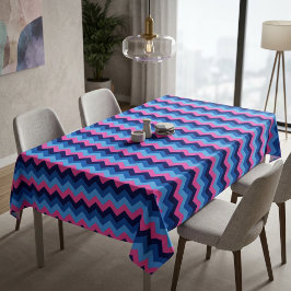 Koel Blauw Roze Chevron Patroon Grote Tafelkleed