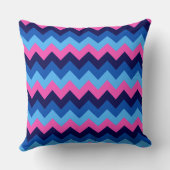 Koel Blauw Roze Chevron Patroon Grote Worp Kussen (Achterkant)