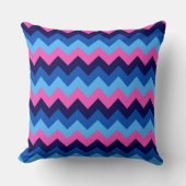 Koel Blauw Roze Chevron Patroon Grote Worp Kussen (Voorkant)