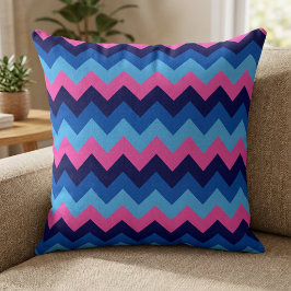 Koel Blauw Roze Chevron Patroon Grote Worp Kussen