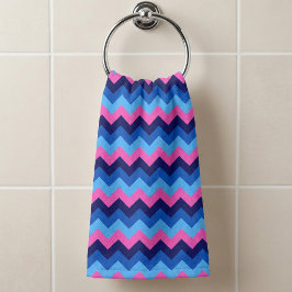 Koel Blauw Roze Chevron Patroon Handdoek