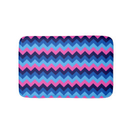 Koel Blauw Roze Chevron Patroon Kleine Badmat