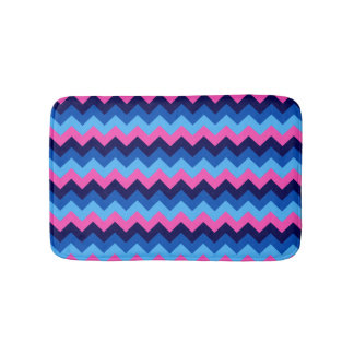 Koel Blauw Roze Chevron Patroon Kleine Badmat