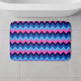 Koel Blauw Roze Chevron Patroon Kleine Badmat