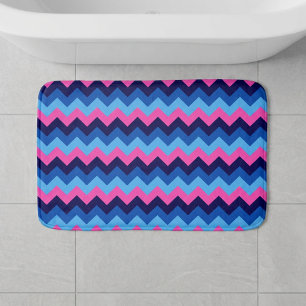 Koel Blauw Roze Chevron Patroon Kleine Badmat