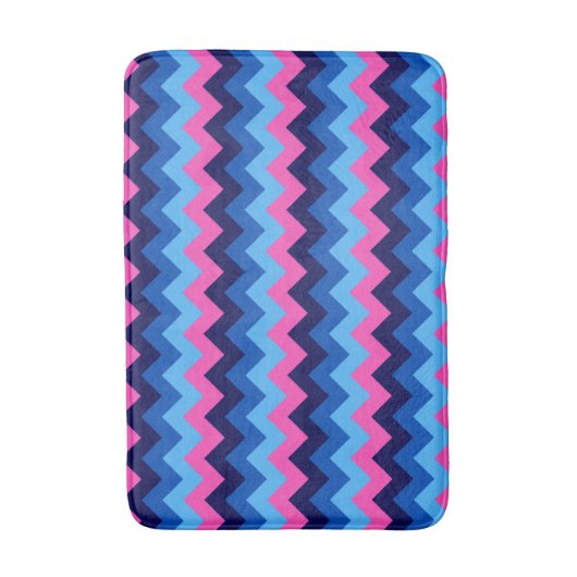 Koel Blauw Roze Chevron Patroon Medium Bad Mat (Voorkant Verticaal)